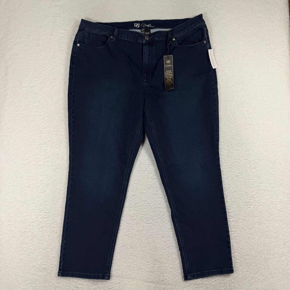 DG2 Diane Gilman Taper Jeans Size 20PW (39x26) Stretch NWT Dark Blue NEW